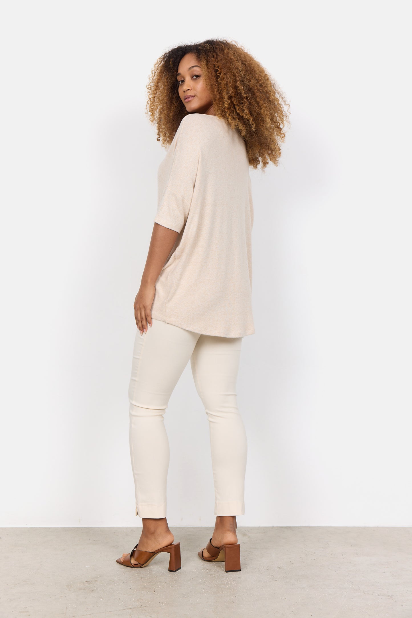 SOYA CONCEPT Biara 96 Cream Short Sleeve Soft Knit