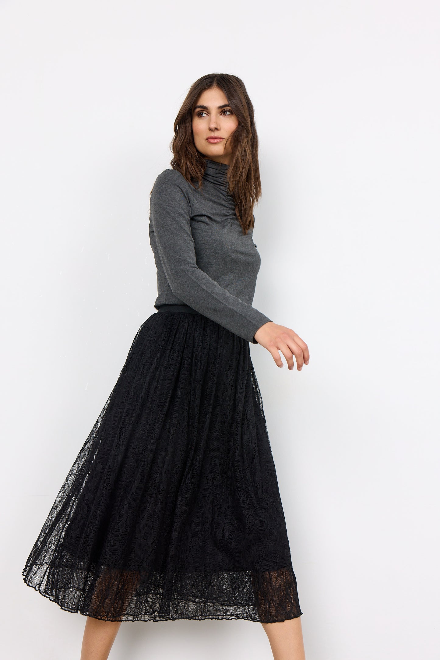 SOYA CONCEPT VELIDA Black Lace Skirt