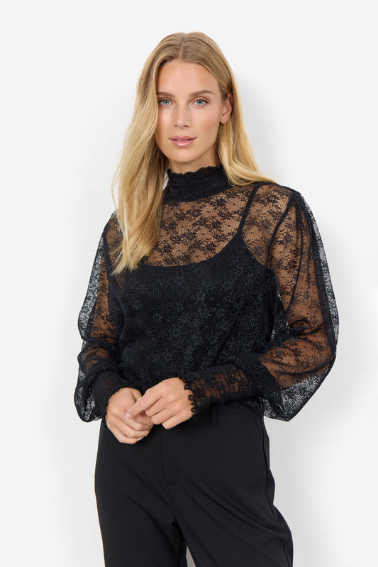 SOYA CONCEPT Vallie Black Lace Longsleeve Top