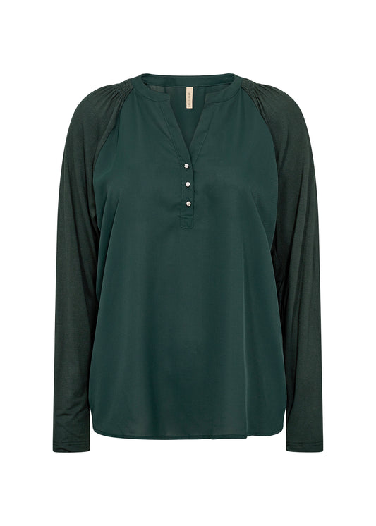 SOYA CONCEPT Hermine 2 Dark Pine Rhinestone Button Shirt