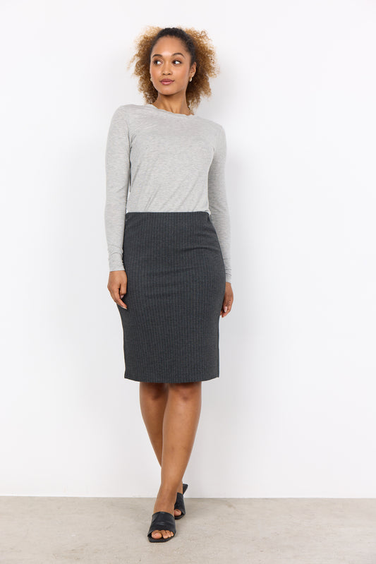 SOYA CONCEPT IVA 1 Grey Pinstriped Pencil Skirt