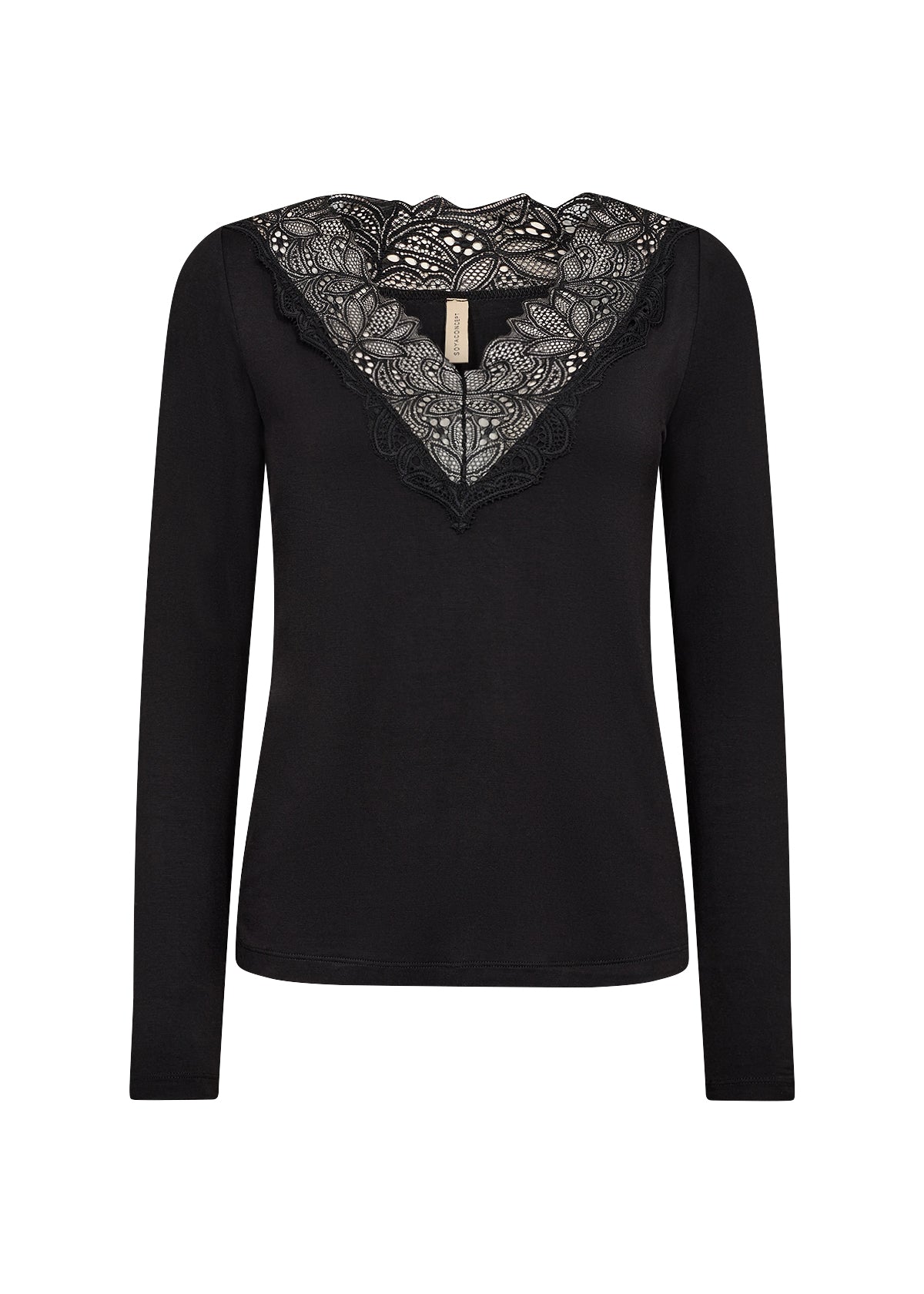 SOYA CONCEPT Marica 301 Black V Neck Lace Longsleeve Top