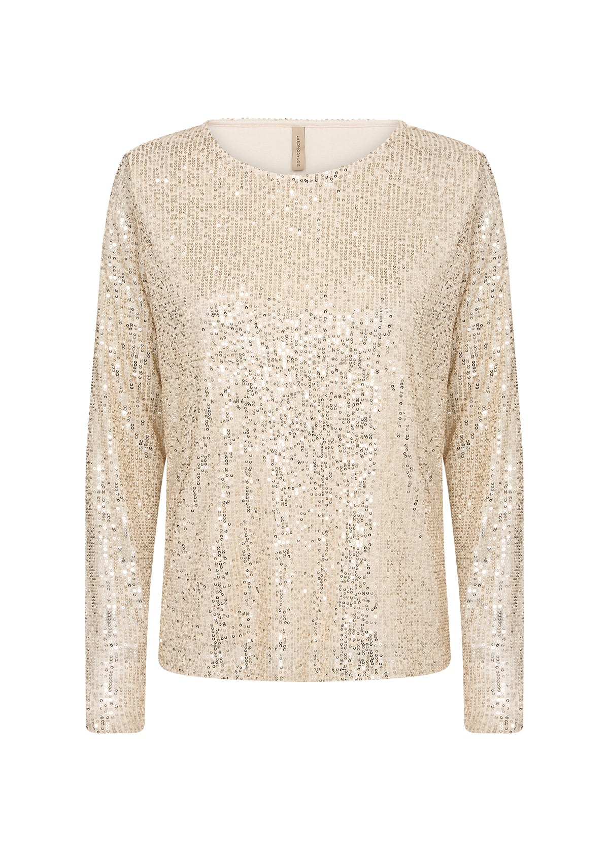 SOYA CONCEPT Nanette 1 Chic Cream Sequin Glam Longsleeve Top