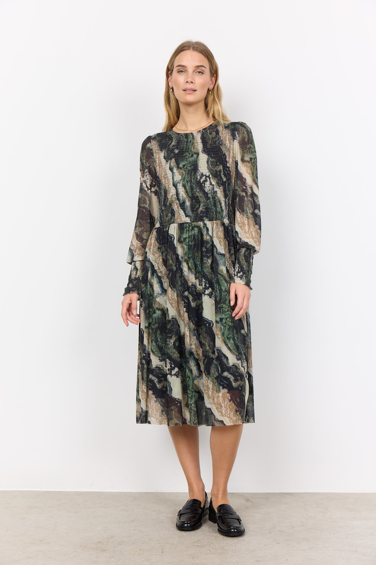 SOYA CONCEPT Alda Forest Green Marble Dress