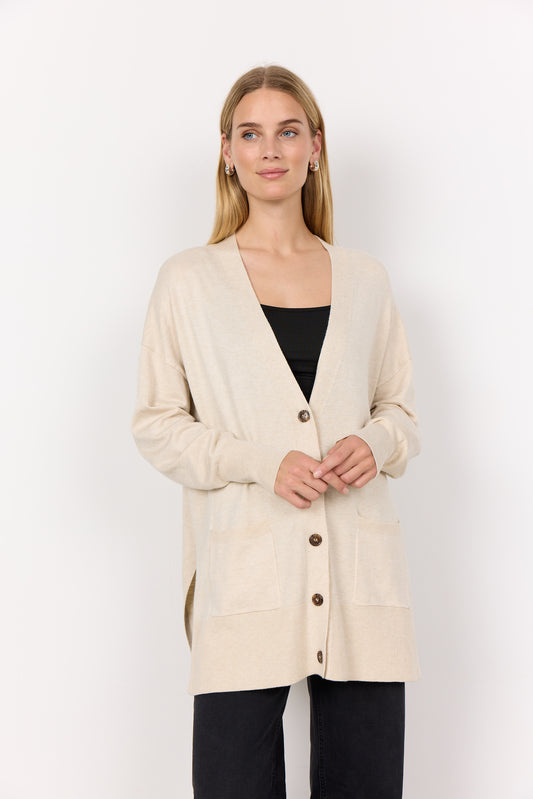 SOYA CONCEPT DOLLIE 739 Cream Mid Length Button Down Cardigan