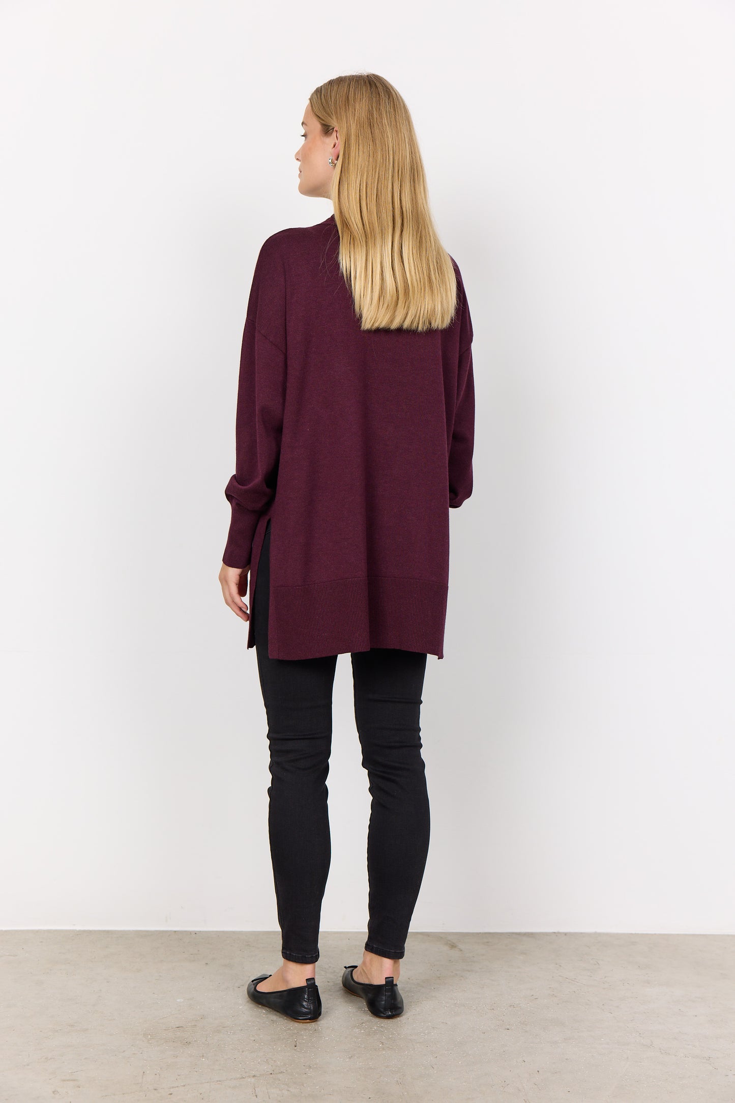 SOYA CONCEPT DOLLIE 739 Burgundy Wine Mid Length Button Down Cardigan