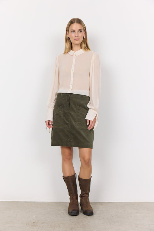 SOYA CONCEPT Nahiba Olive 100% Organic Cotton Mini Skirt