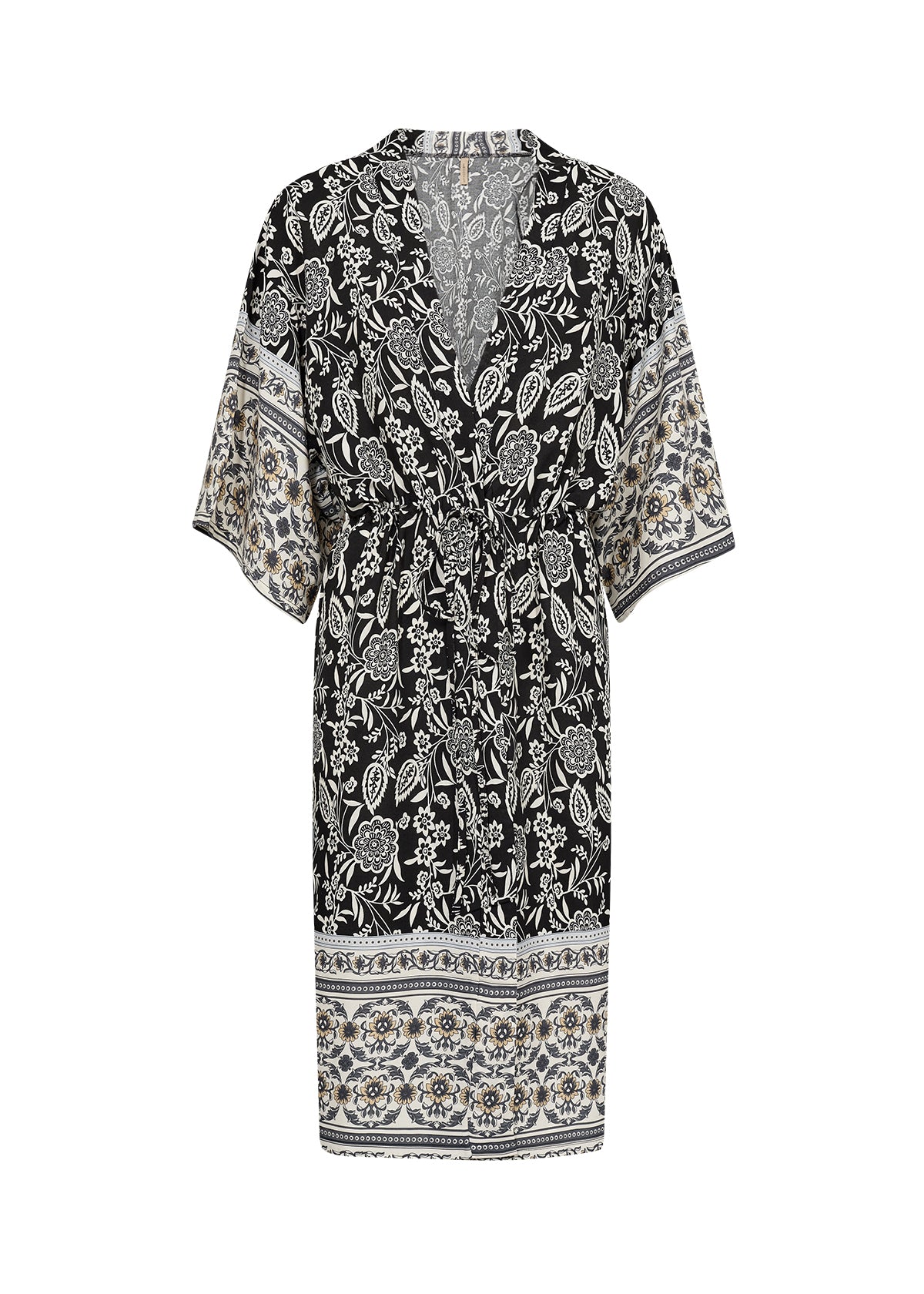 SOYA CONCEPT Enel Black Paisley Floral Print Kimono