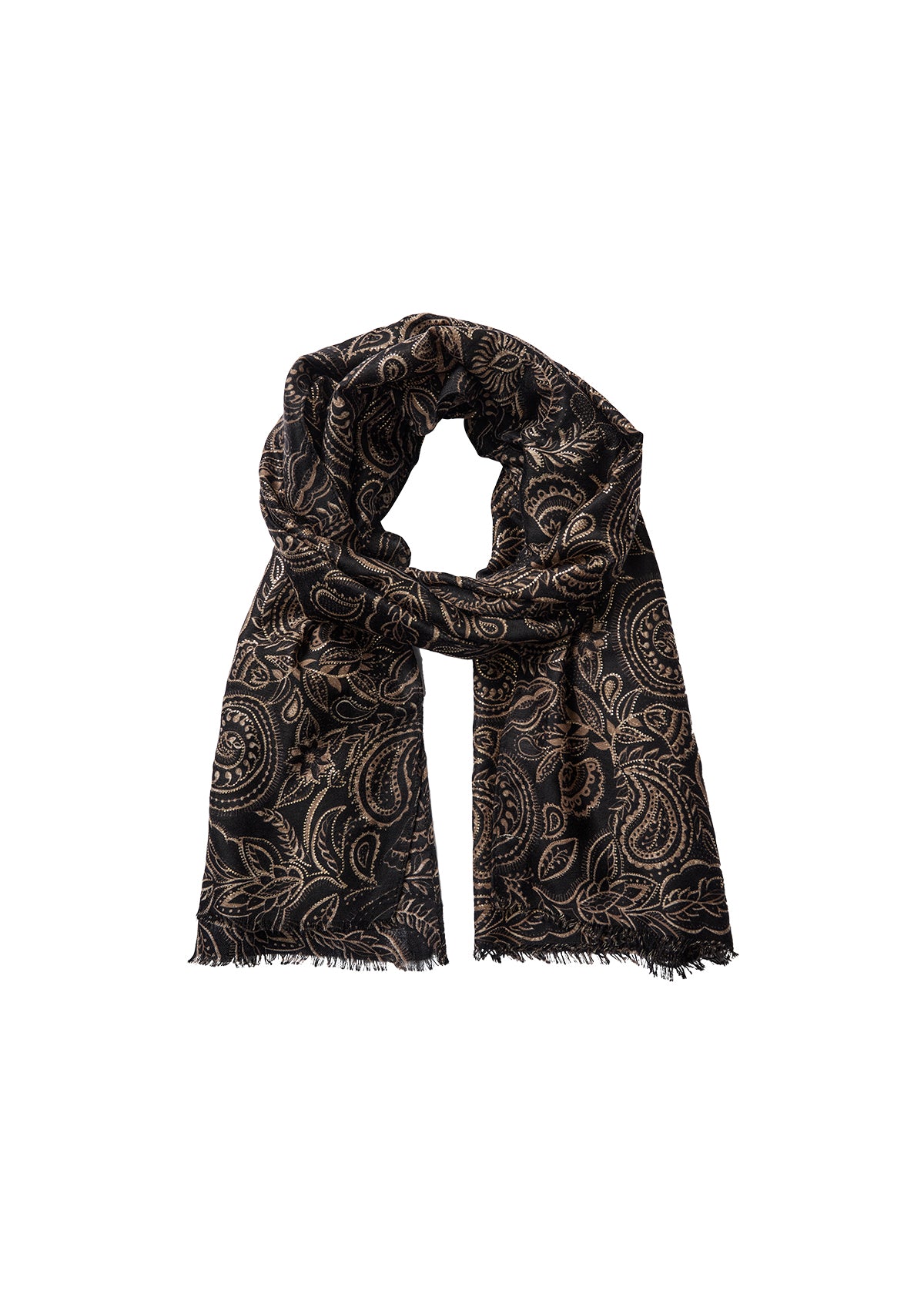 SOYA CONCEPT NIMRA Black Brown Cream Paisley Scarf