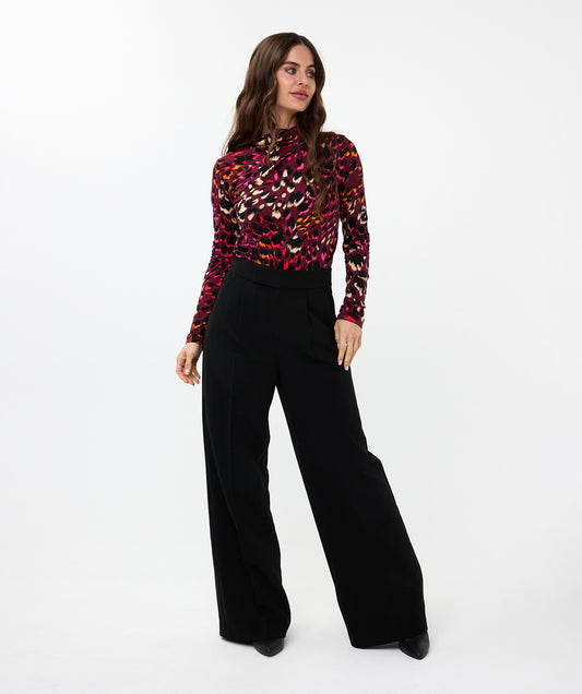 ESQUALO Black City High-Waist Wide Leg Classic Trousers