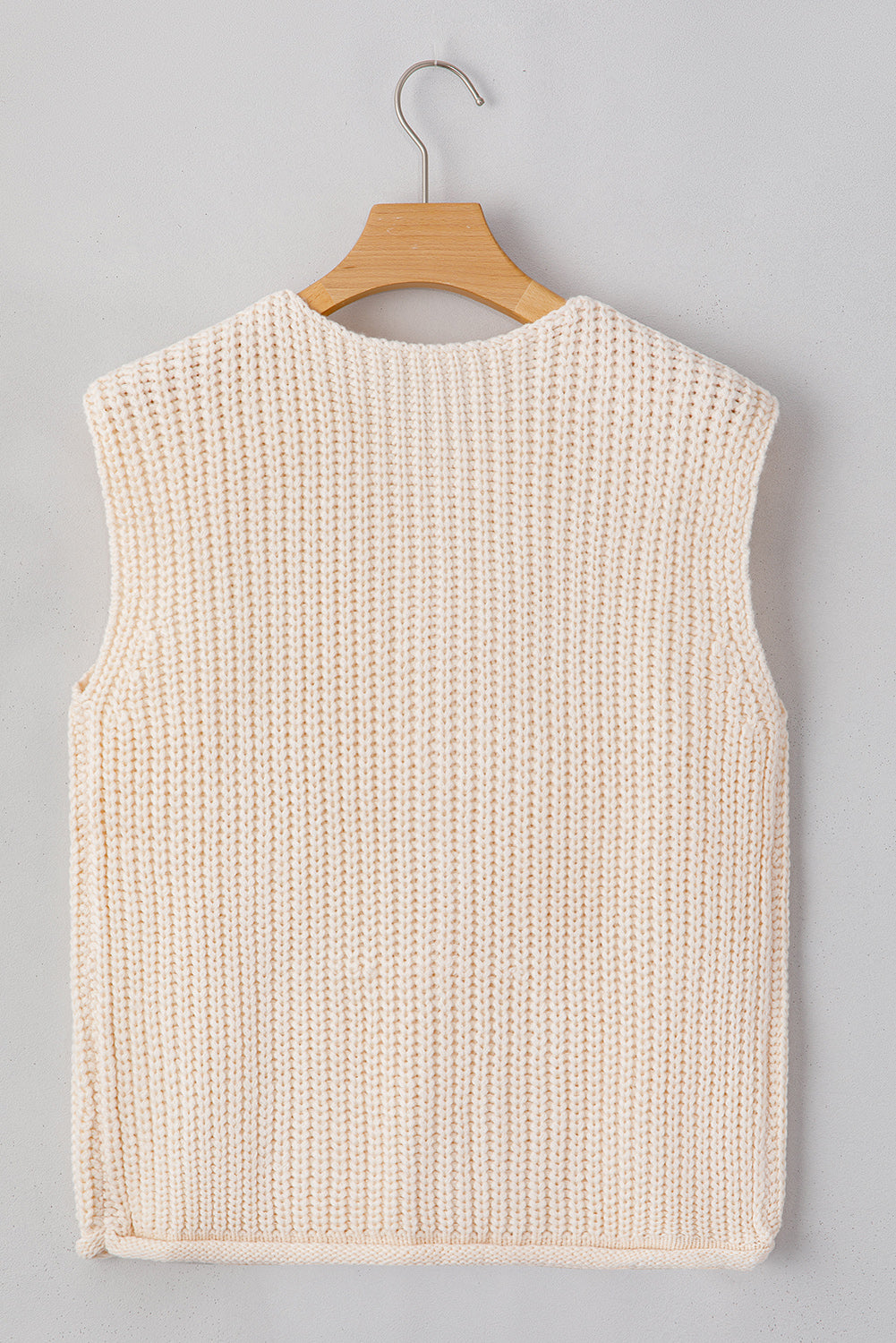 ESME Cream Sleeveless Sweater Knit Vest With Gold Buttons