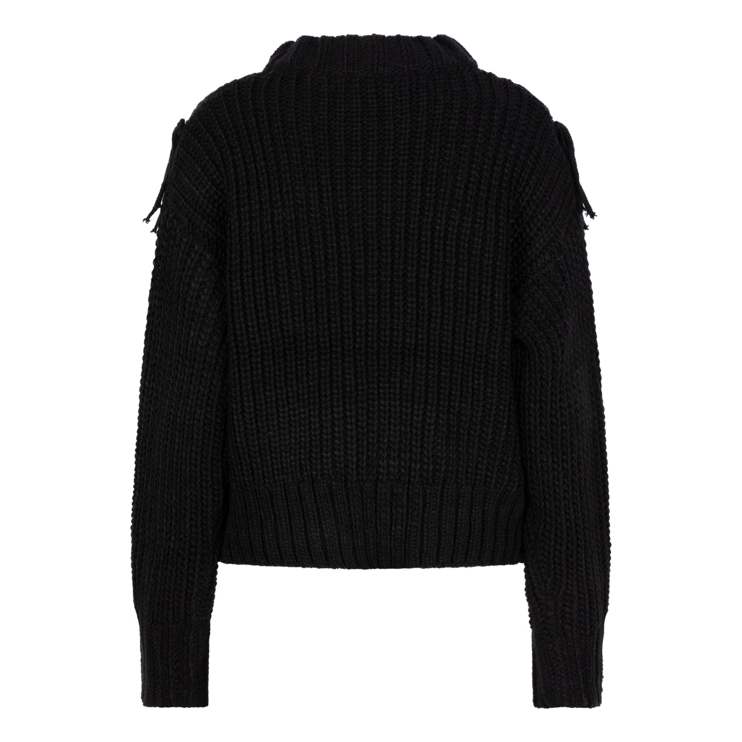 ESQUALO Black Fringe Cable Knit