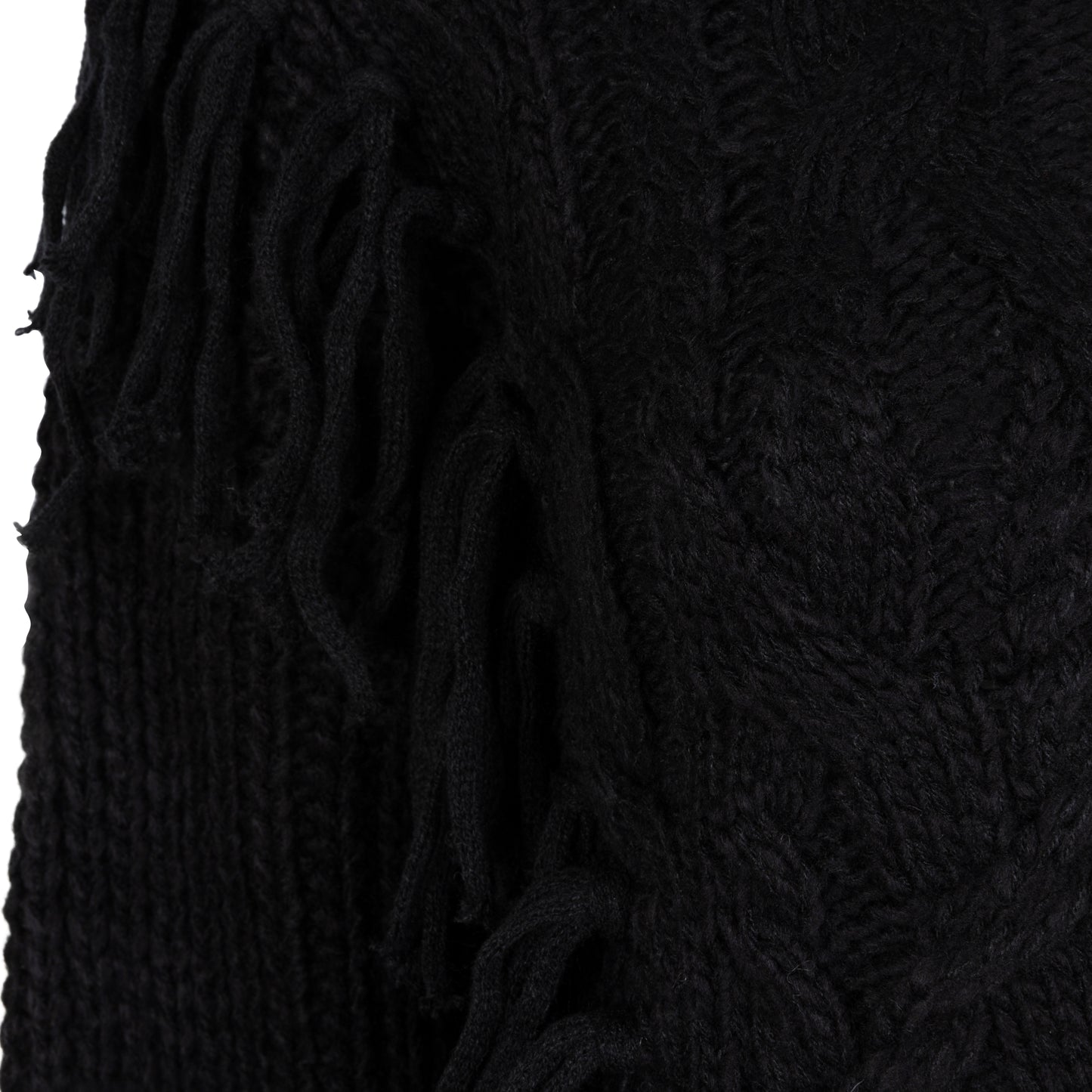 ESQUALO Black Fringe Cable Knit