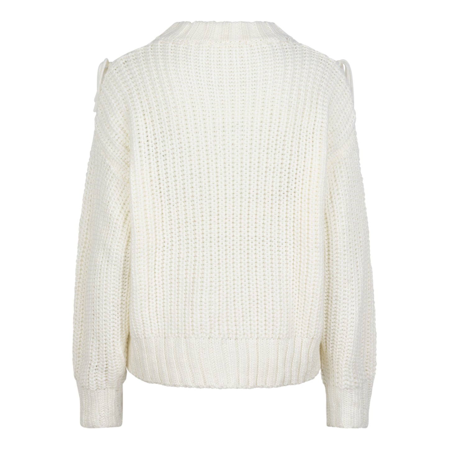 ESQUALO White Fringe Cable Knit Sweater