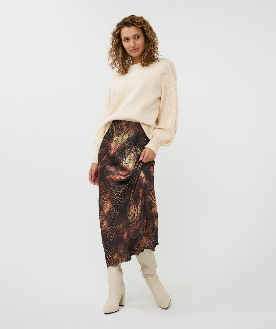 ESQUALO "Sneaky Eve'' Snake Print Long Skirt