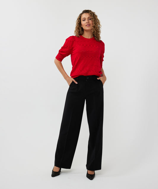 ESQUALO Black High-Waisted Wide Leg City Trousers