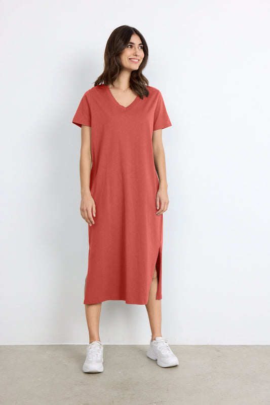 SOYA CONCEPT DERBY 3 100% Organic Cotton Dusty Red Shirt Tunic Dress