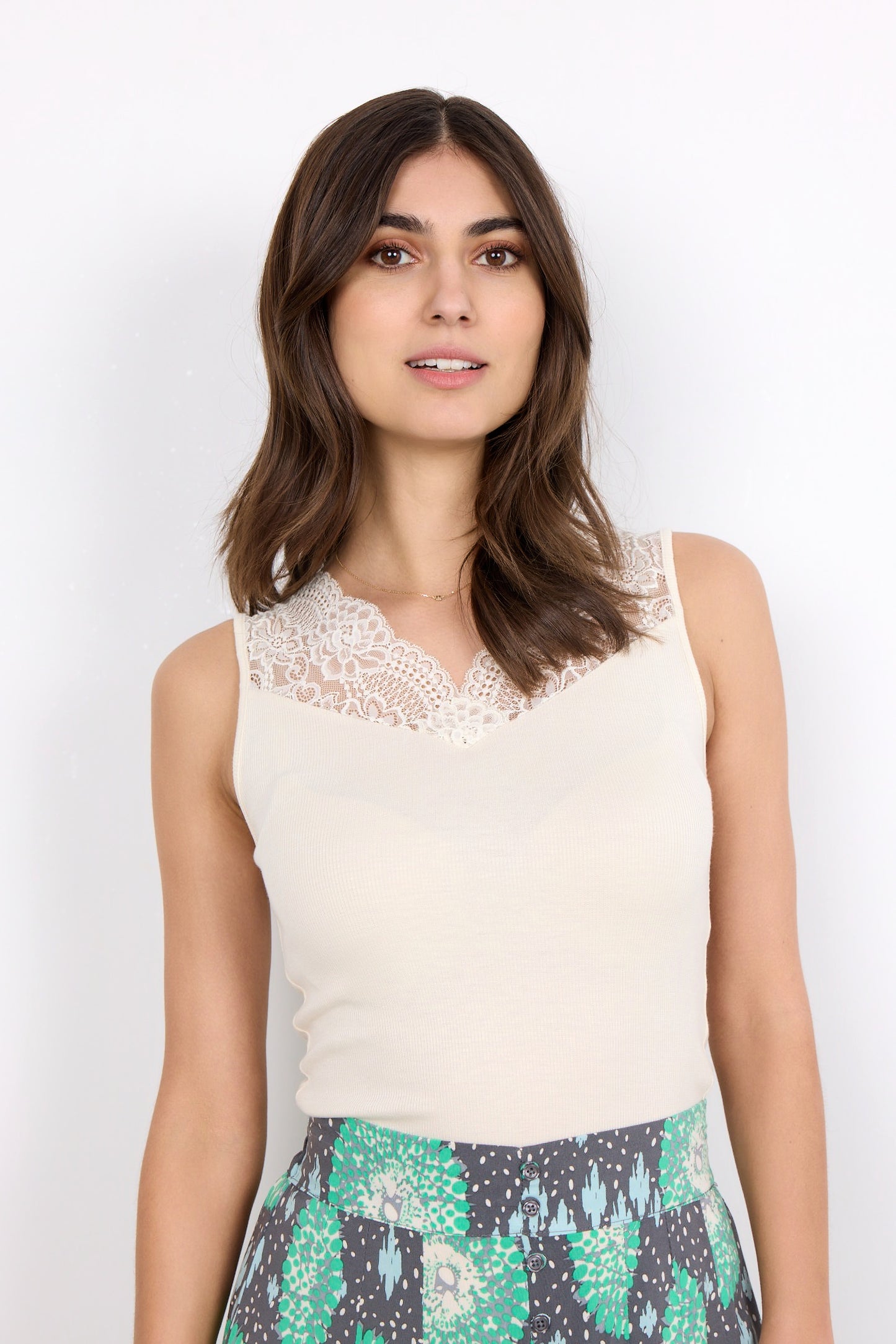 SOYA CONCEPT Ryan 31 Ribbed Lace Collared Camisole