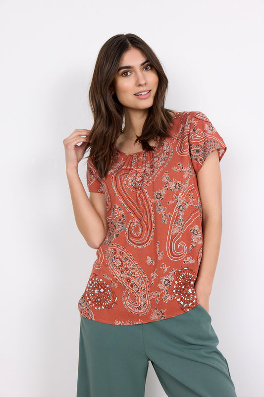 SOYA CONCEPT Latoya 2 Dusty Red Paisley Shortsleeve Tee